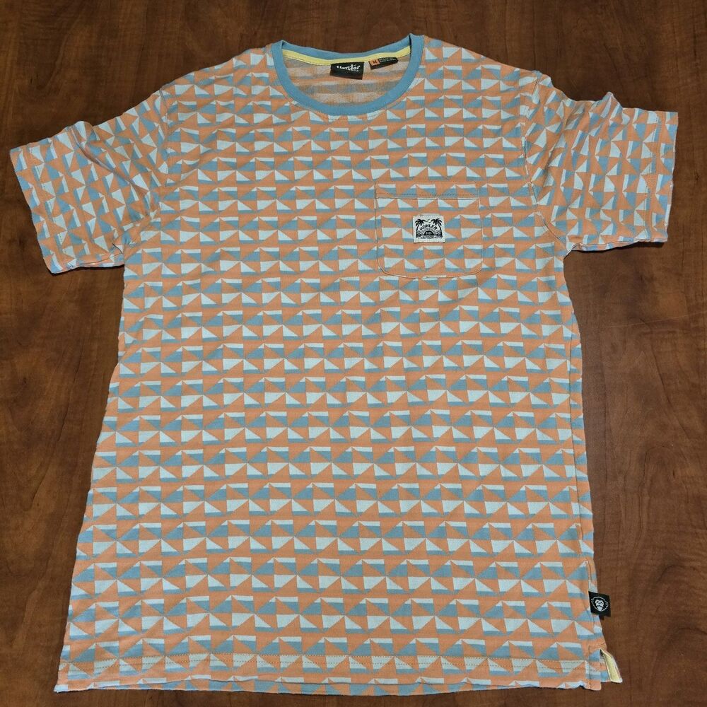 Howler Brothers Jacquard Geometric AOP Single Pocket Crew Neck SS Cotton Tee M